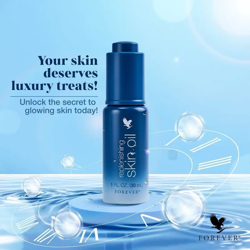 Replenishing Face Oil Serum for Dry Skin, Hydrating Daily Moisture Formula for a Radiant Glow, Compact, 1 fl oz / 30 ml