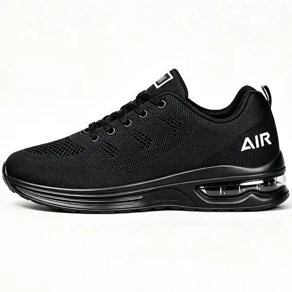 2026 Summer Men’s Black Work Sneakers — Breathable mesh, non-slip air cushion shoes for all-day standing and walking