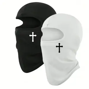 Breathable Black Cross Balaclava Caps for Men Face Ski Mask Beanie Four Seasons Bicycle Hiking Outdoor Sports Tool Bonnet NONE