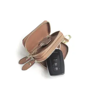 New Genuine Leather Dual Layer Car Key Holder, Premium Cowhide Key Case, Business Style, All Season Use, No RFID Blocking Feature, Car Key Accessory