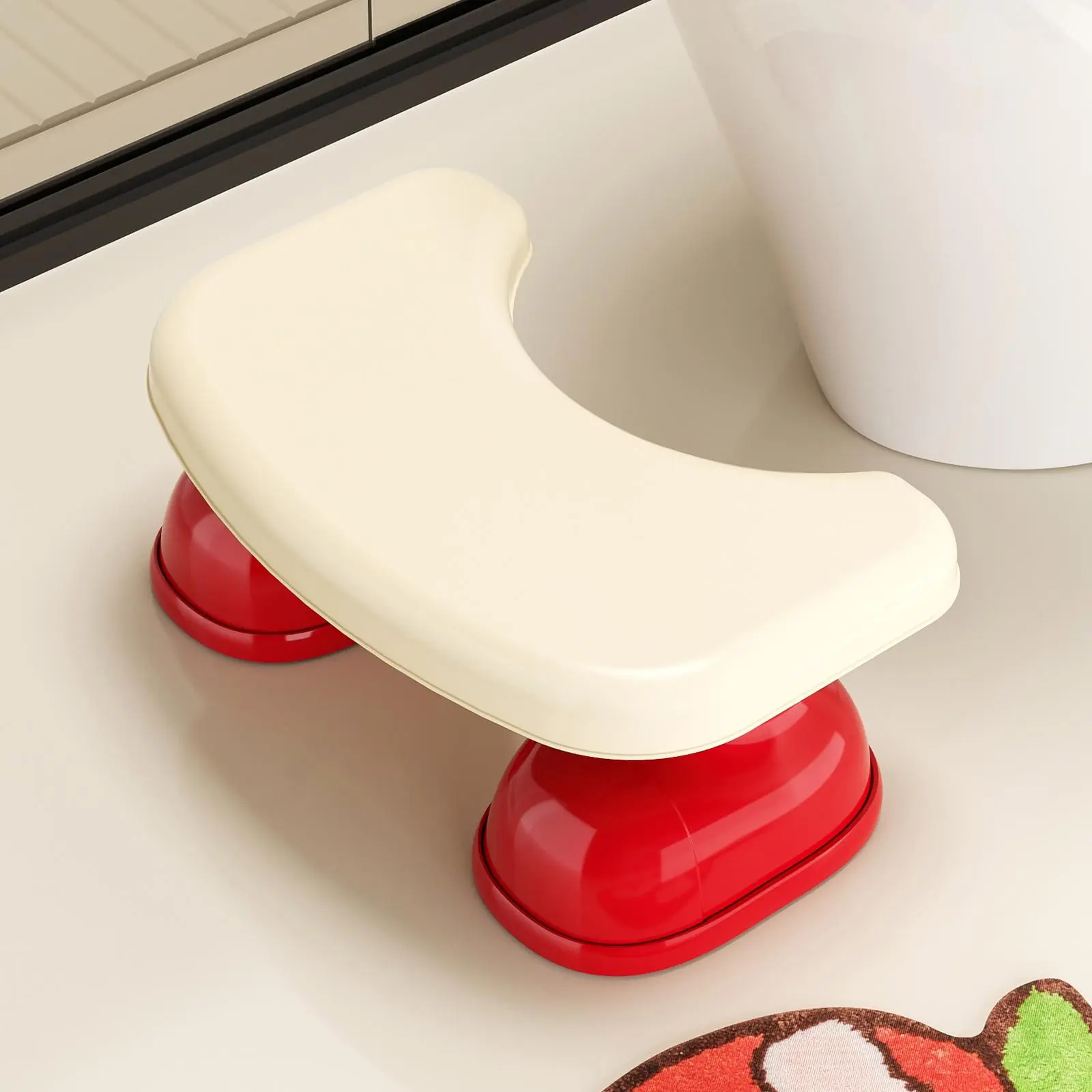 Armless Plastic Portable Toilet Step Stool for Adults - Backless Bathroom Footstool with Thickened Waterproof Design, Stable Weight Capacity, Anti-Tip Feature, Gut Health Benefits, Easy to Clean