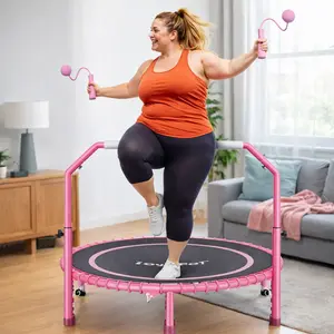 CRAFT SPOT! 40 Fitness Trampoline – 450LB Capacity, Foldable Bungee Rebounder with Adjustable Handle, Quiet Home Workout