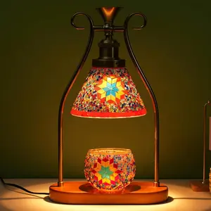 Handmade Turkish Table Lamp - Adjustable Dimmable Light with Warm Glow Bohemian Vintage Decor - Metal & Wood Construction - Perfect Companion for Aromatherapy for Living Room Bedroom Office - Unique Design