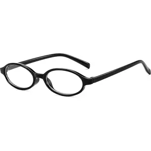 FEISEDY Y2K Retro Oval Blue Light Glasses for Women Fashion Small Face Eyewear Frame 90s Nerd Fake Cosplay Eyeglasses B0258