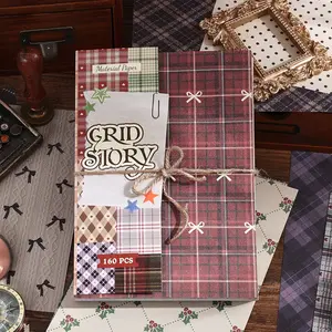 160 Sheets Vintage Plaid Scrapbook Paper Kit, Classic Non‑Sticky Background Paper, Decorative Craft Planner Accessories for Bullet Journal, Greeting Cards, DIY Gift Wrapping & Scrapbook Album, Ideal for Adults & Teens, Perfect for Crafts