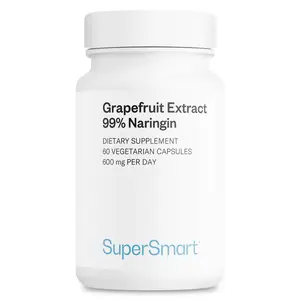 Supersmart - Grapefruit Extract 600mg per Day (99% Naringin) - High Potency GSE Supplement | Non-GMO & Gluten Free - 60 Vegetarian Capsules