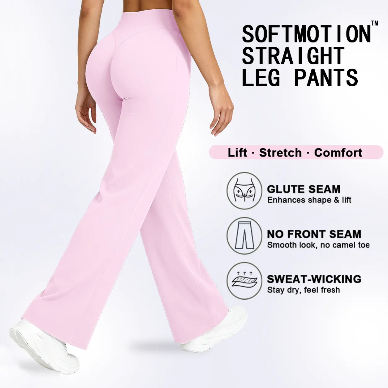 Women's DEEFY SoftMotion Straight Leg Pants - 30.5" & 31.5" Inseam, Breathable Light Thin, Gym Workout Yoga Outdoor Sports Comfy Apparel