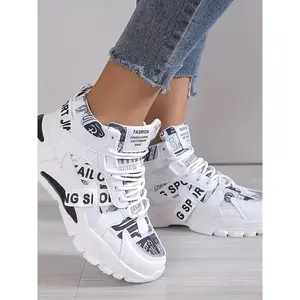 JuBang Women's Fashionable Lace Up Platform Sneakers Casual Comfortable Sports Shoes for Daily Wear All-match Round Toe Chunky Design