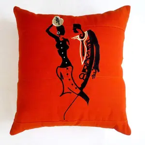 Embroidered African Asoke 18x18 Pillow Cover