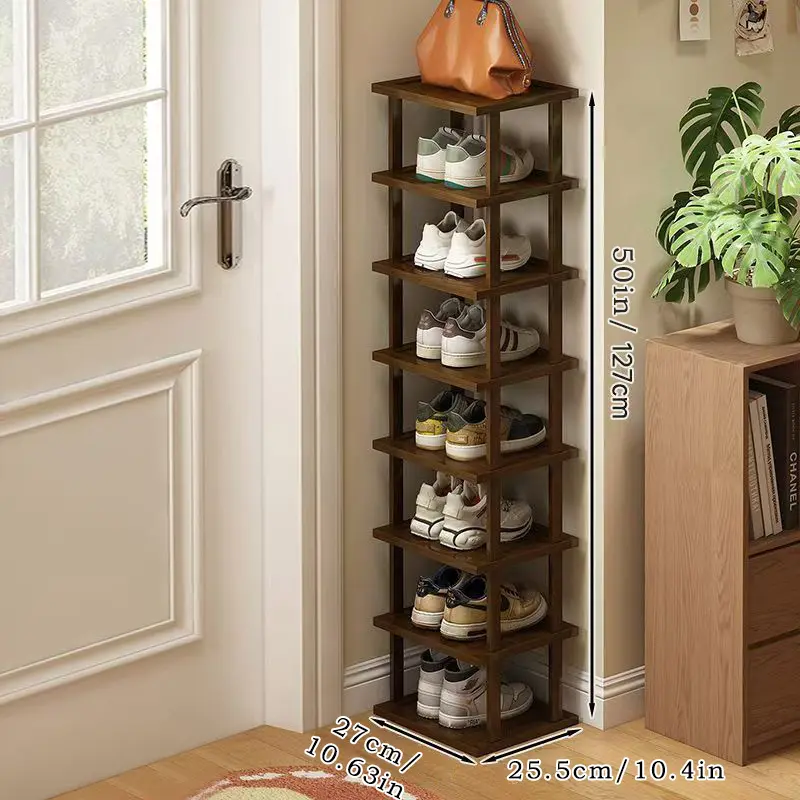 Vertical Shoe Rack - Tall Narrow Shoe Rack Organizer for Small Spaces,5 Tier Bamboo Shoen Shelf for Entryway,Closet,Corner,Doorway,Skinny Shoe Shelf Space Saving Shoe Storage,Free Stackable DIY