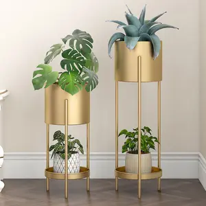 Golden Plant Stand 2-Tier Modern Corner Shelf for Indoor Plants Space-Saving Vertical Organizer Flower Pot Holder Small Space Solution