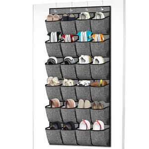 Homyfort Over the Door Shoe Organizer, Hanging Shoe Rack Storage Holder with 24 Large Pockets for Closet Door, Men Women Kids Shoes, Cruise (Black) Dorm Footwear Hangable door shoe rack sample bag
