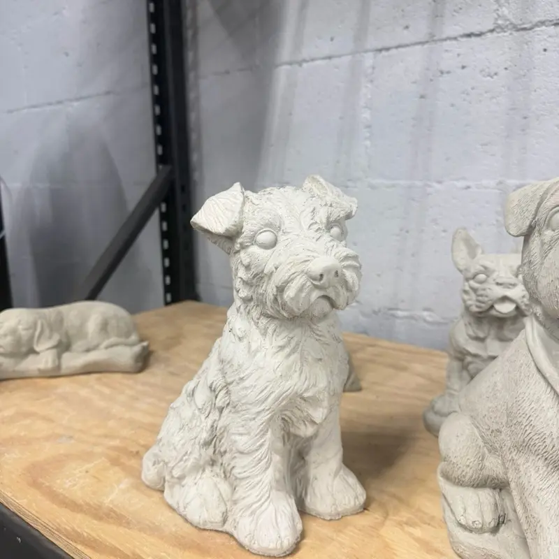 Concrete Schnauzer Dog Statue, 10 in Tall Outdoor Garden Decor