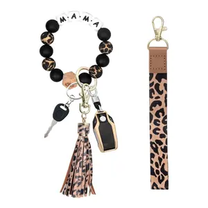 Leopard MAMA Wristlet With Landyard For Keys