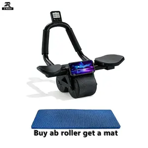 Ab Roller Wheel with Elbow Support, Automatic Rebound Abdominal Trainer, Detachable Handle, Core Workout Equipment for Men & Women, Home Fitness Abs Training Machine,Man Gym Gift