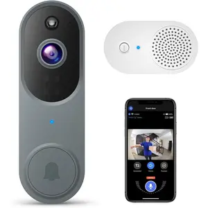 1080P  Video Doorbell Camera with Chime Ringer, Night Vision, Cloud Storage, 2.4GHz ,  AI Human Detection, Real-Time Alert, 2-Way Audio,   (Gray)