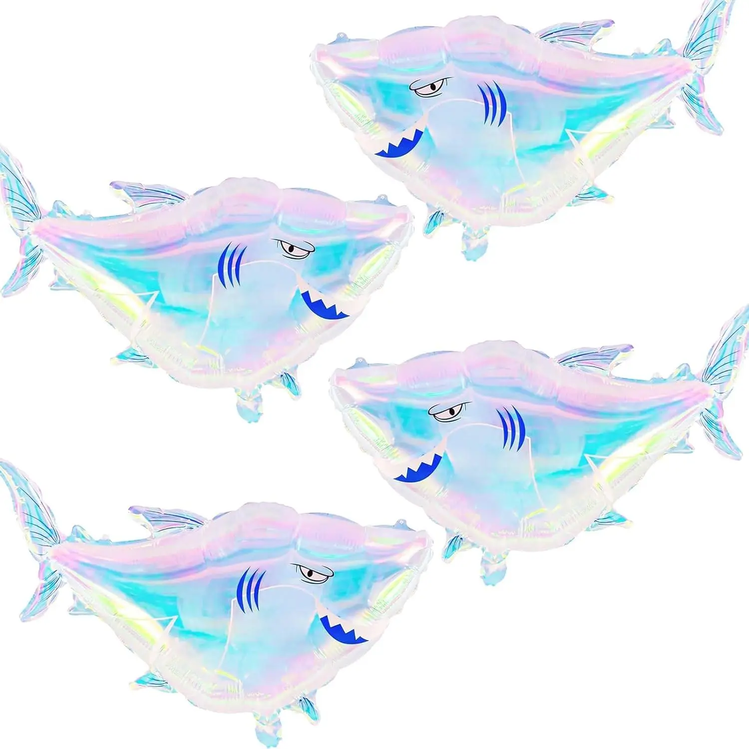 Iridescent Shark Balloons Shark Birthday Party Decorations Cute Shark Baby Shower Decorations Ocean Animal Theme Supplies Under The Sea Birthday Decorations Fish Creature Seahorse Starfish Supplies