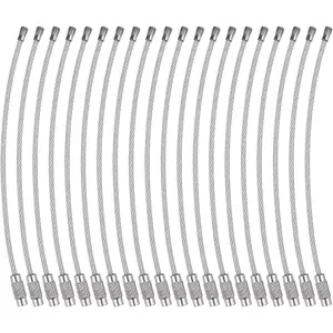20 Pack of 4.3 Inches Stainless Steel Wire Key Ring Loop 2mm Wire Keychain Cable for Hanging Luggage Tags, Keyrings and ID Tag Keepers - Silver