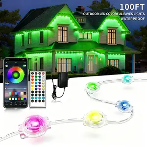 ARTBLEPRO Permanent Outdoor RGB LED Lights with Smart App Control & Remote IP67 Waterproof Dynamic Holiday Halloween Decor Modes Music Sync  Scene Modes for Garden Deck Christmas Halloween Thanksgiving Easy Installation Sound-Synchronized Lighting