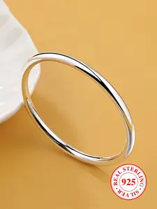 S925 Sterling Silver Simple Plain Color, Fashion Accessories for Women & Girls, Trendy All-match & Exquisite Jewelry for Birthday Gift, Elegant Everyday Ring