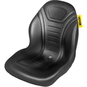 Father's Day Gift VEVOR Universal Lawn Tractor Seat Replacement, Compact High Back Mower Seat, Black Vinyl Forklift Seat, Central Drain Hole Skid Steer Seat with Mounting Bolt Patterns of 8\" x 11.5\" & 11.25\" x 11.5\
