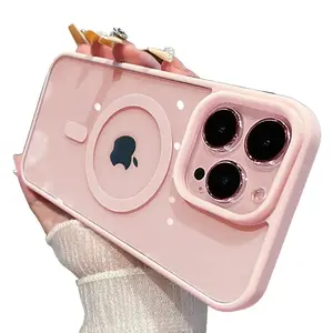 Magsafe Shockproof Magnetic Transparent Case for iPhone 16 15 Plus 14 13 12 11 Pro Max - White Hard Back Cover Protection, Wireless Smartphone Casing phone ip16 Protective Cellphone