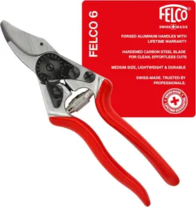 Felco F6 Pruning Shears – 7.7" Swiss-Made Garden Clippers for Medium Hands | Hand Pruners for Gardening | Garden Tool Cutter with Precision Bypass Blade, Forged Aluminum Handles, Replaceable Parts