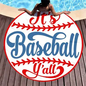 1pc super soft and absorbent baseball pattern large beach towel, Absorbent breathable towel, lightweight, polyester material, suitable for travel-swimming-surfing-sunbathing-camping and picnic, beach blanket, as the best gift choice