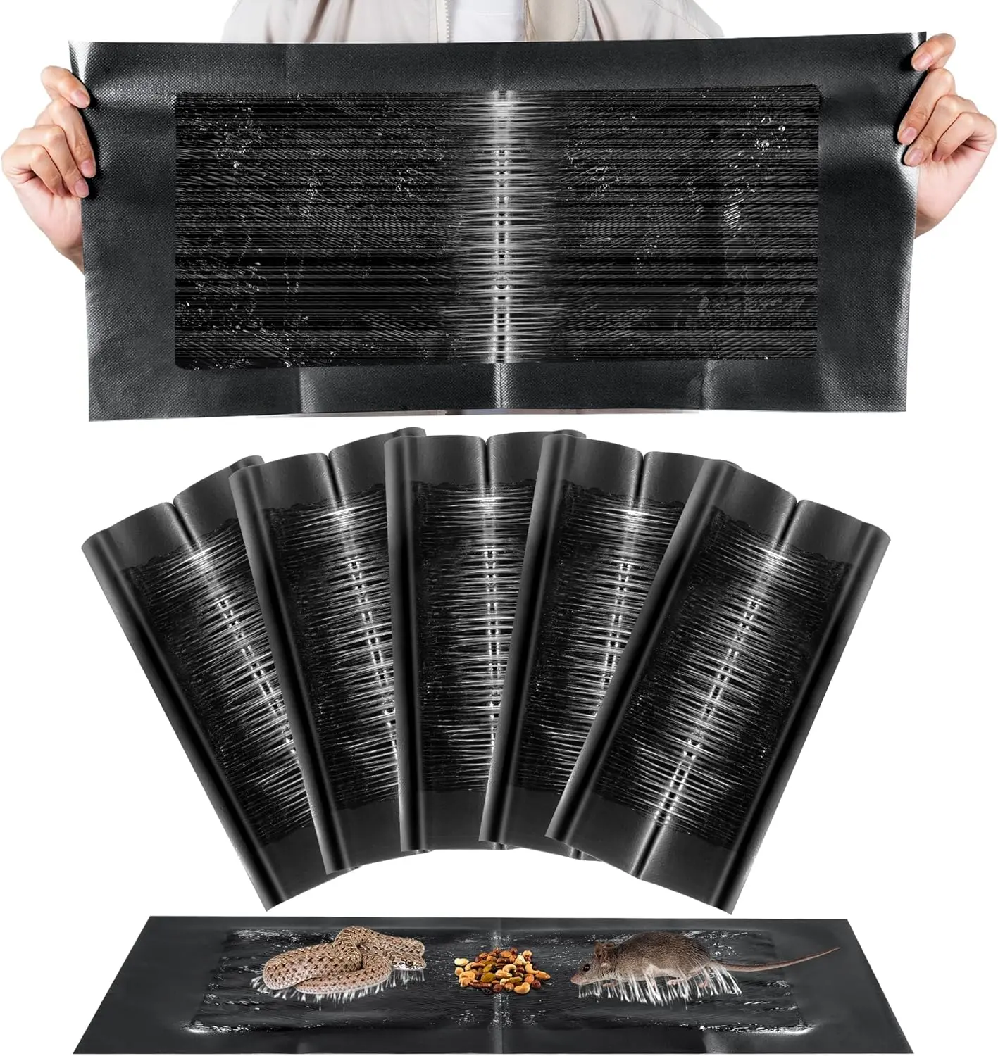 5-Pack Large Mouse Glue Traps (24x11 in) - Heavy-Duty Anti-Slip Sticky Pads with Peanut Scent for Indoor Rodent Control