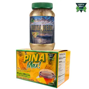 Green Royalty Piña-Max Tea & Royal Detox Fiber Drink Mix, 10oz Pineapple Flavor, Caffeine-Free Dietary Daily Fiber Supplement, Certified Taste Experience