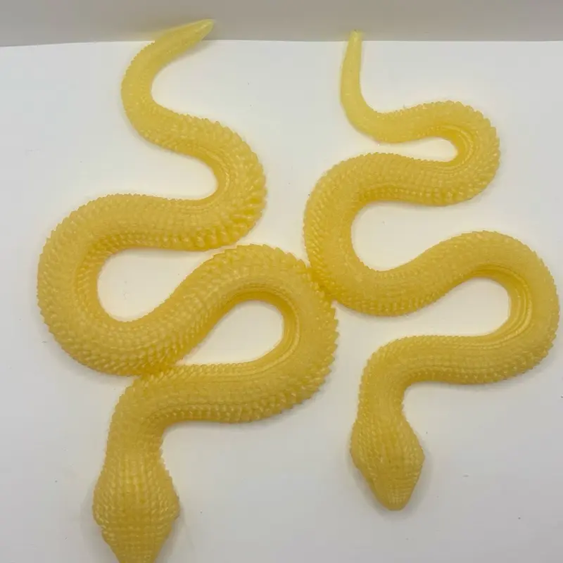 Yellow Silicone Fidget Toy Snake -,2 sizes, Ideal for Stress Relief and Hand Movement Squishy anxiety squishies