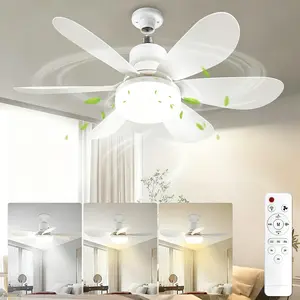 20.5" Socket Fan Light, Dimmable LED Bulb Fan with Remote Control, E26/E27 Screw-In Ceiling Fan Light Combo for Garage, Kitchen, Bedroom, Balcony, Laundry Room