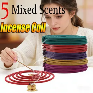 High-Quality Classic Spiral Incense Coil Set, 6.3cm Handmade Disk Incense, Lavender, Rose, Orange，Jasmine, Lemongrass Scents, Rich aroma, long-lasting fragrance，Portable Packaging，Suitable for home and outdoor use