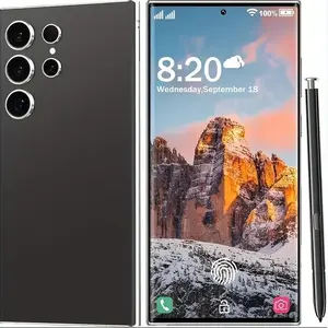 2025 Ultra 5G Smartphone - Unbeatable Performance Android 14, 8+256GB, 8000mAh Battery, 6.8" HD Display, Dual 50MP+13MP Camera, Built-in Stylus, Dual SIM, Fingerprint & Face Unlock, Black, Sleek Modern Design