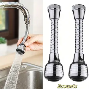 2-Pack 360° Rotating Faucet Extender, Dual Spray Modes, Splash-Proof Design, Durable Abs Material, Tool-Free Installation, Home Bathroom & Kitchen Sink