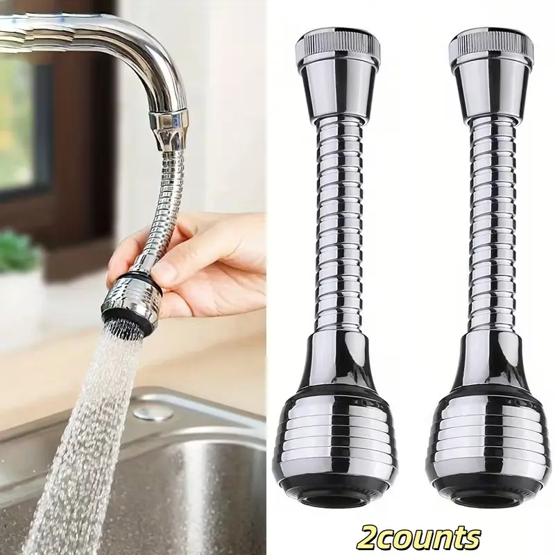 2-Pack 360° Rotating Faucet Extender, Dual Spray Modes, Splash-Proof Design, Durable Abs Material, Tool-Free Installation, Home Bathroom & Kitchen Sink, Swivel Faucet Extender, Movable Faucet Extender