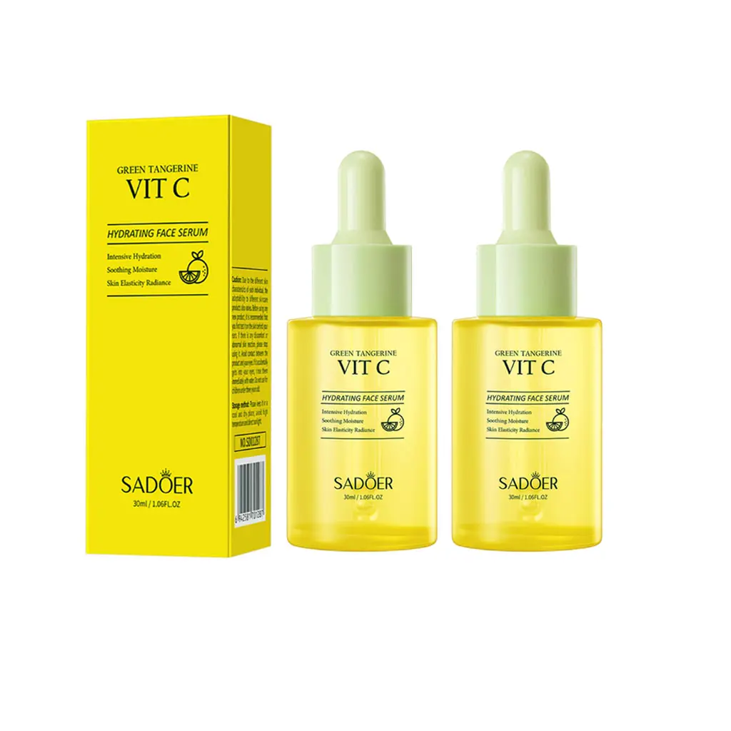 Women's Vitamin C & Green Tangerine Brightening Serum, 30ml Daily Face Essence for Dark Spots, Hydrate & Moisturizer Skincare Treatment, Brightening Serums