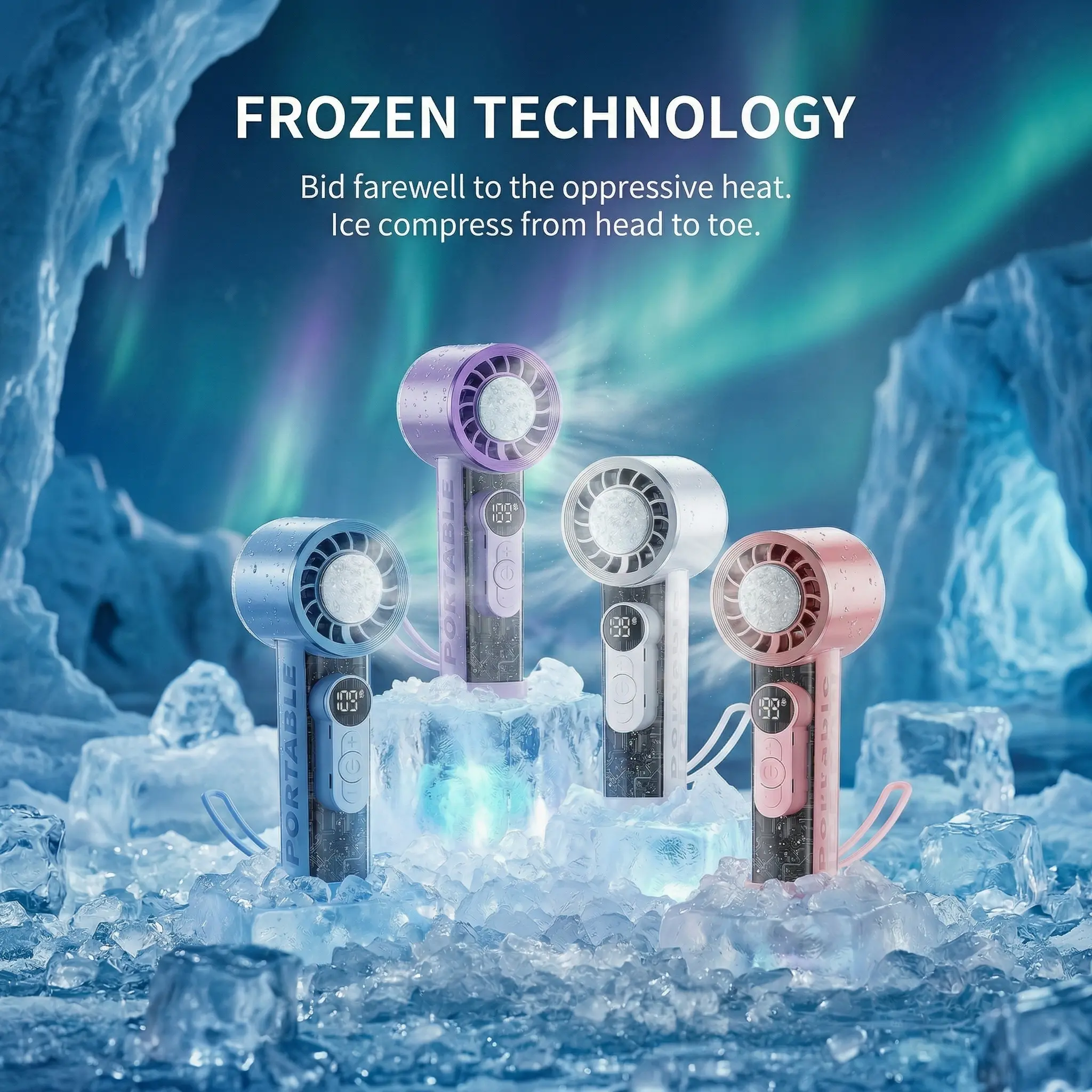 Portable Handheld Turbo Cooling Fan, 199-Speed Adjustable, Digital Display, 3-in-1 Rechargeable Fan for Summer Travel & Outdoor Activities