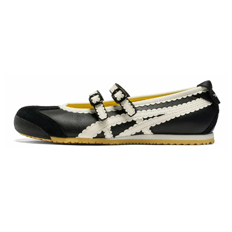 Women's Sneakers, Mexico 66 Low-Top Style Shoe in Black and Cream, Classic Footwear for Everyday Casual Wear - 1182A678-001