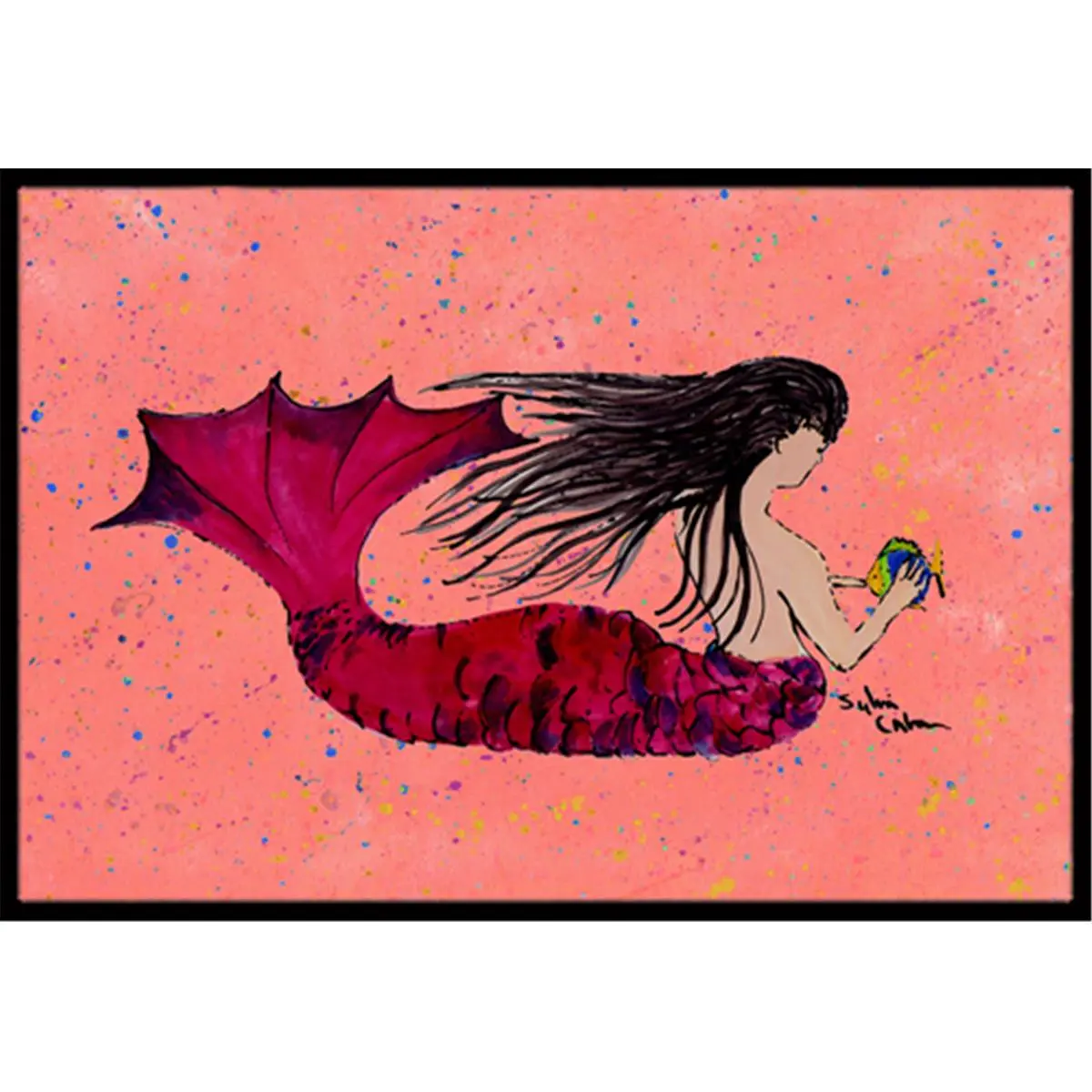 CAROLINE'S TREASURES 36x24 in. Mermaid Indoor-Outdoor Doormat, Permanently Dyed, Machine-Washable, Stain-Resistant Textile Rug for Cleaning with Vacuum Cleaner