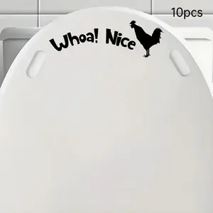 10pcs Cute Rooster Toilet Seat Stickers, Removable Bathroom Decals, Kids' Bathroom Decor, Guest Bathroom, Rental House Decoration
