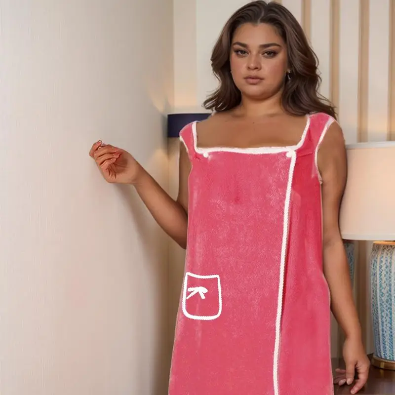 Plus Size Sleeveless Bath Skirt, 1/2/3 Counts Soft Casual Women's Bathrobe, Lady Water Absorbent Bathrobe, House Gowns, Household Womenswear Elegant B