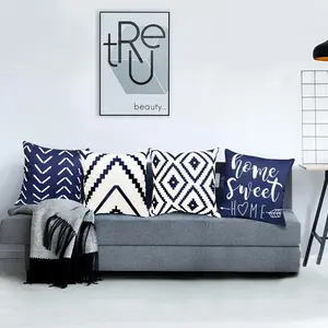 4 Piece Farmhouse Outdoor Throw Pillow Cover Decorative Throw Pillow Covers Blue Pillow Covers for Couch Sofa Beauty & Personal Care