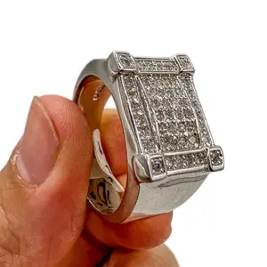 Huge sale for limited time ~New 925 Sterling silver Men’s Ring with White CZ stones size-13.5,14.7g