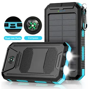 10000-30000mAh Solar Charger Power Bank - 3-Device Fast Charging, Waterproof Outdoor Portable Charger with LED Flashlight & Compass for Camping, Hiking, Emergencies