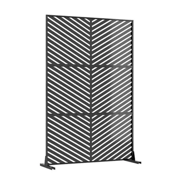 Modern Louvered Weatherproof Metal Privacy Screen - 72" H x 47", 78" x 48" Freestanding Horizontal Slats Room Divider with Stable Base, Extended Height Solution for Balconies, Patios, Lightweight Flexible Placement
