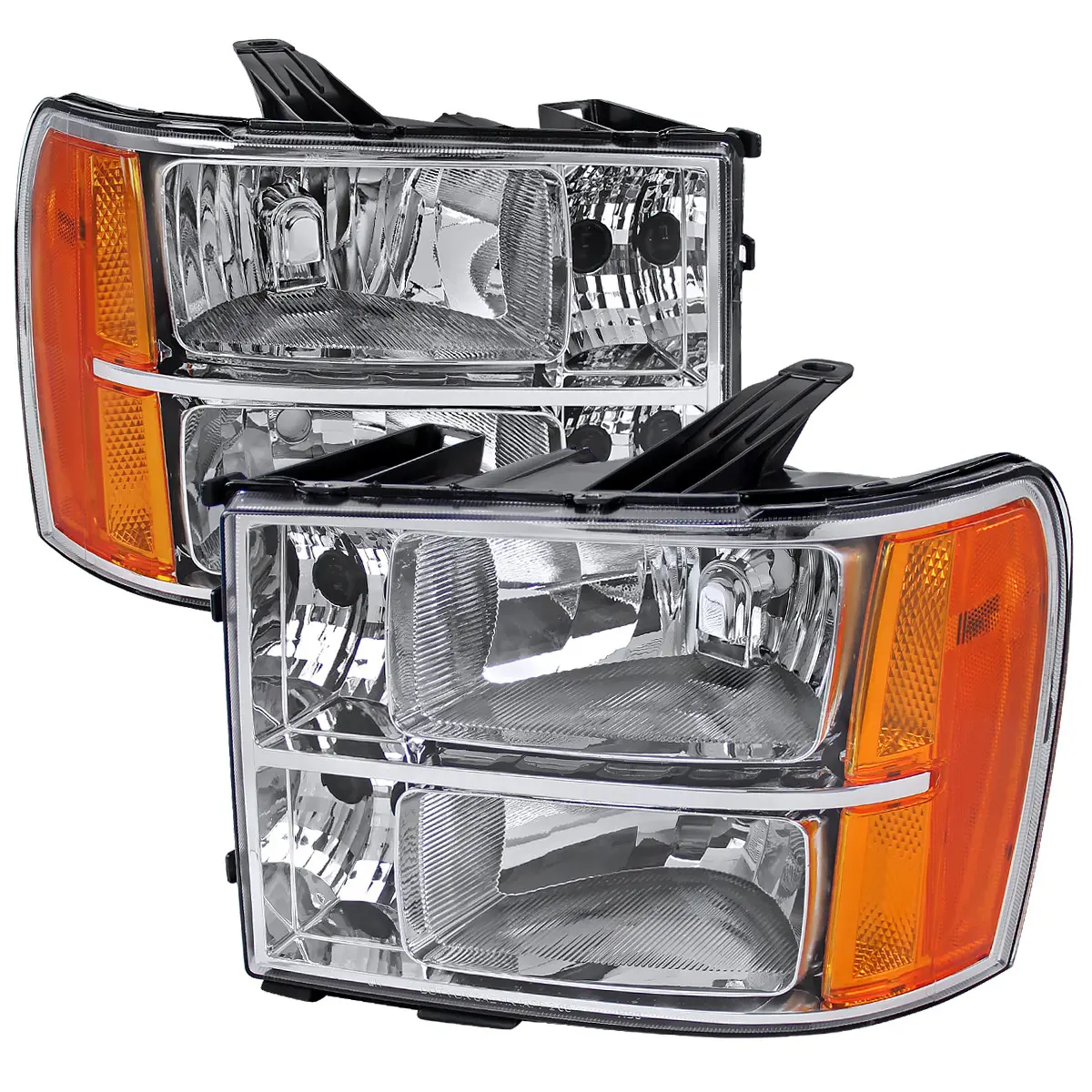 2007-2014 GMC Sierra Factory Style Headlights (Chrome Housing/Clear Lens) 2007-2014 GMC Sierra Factory Style Headlights (Chrome Housing/Clear Lens)