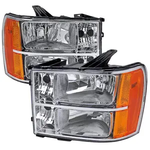 2007-2014 GMC Sierra Factory Style Headlights (Chrome Housing/Clear Lens)