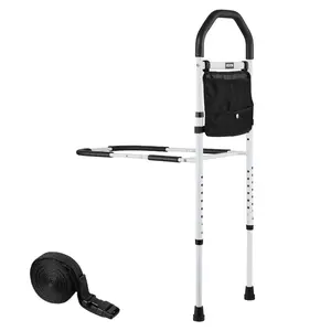 VEVOR Bed Rail for Elderly, Bedside Assist Rails with Supporting Leg and PU Handrail, Adjustable Height Carbon Steel Pipe Bedside Cane, Bed Bars for Seniors Patients, Fits King, Queen, Full, TwinVEVOR Super Brand Day