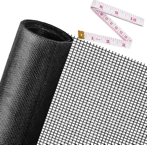 Replacement Window Screens, 48X118 Inch Durable Window Screen Mesh for Patio Porch Door Windows, DIY Adjustable Fiberglass Screen Repair Kit Sliding Net Roll Pet, Black by Ouskr